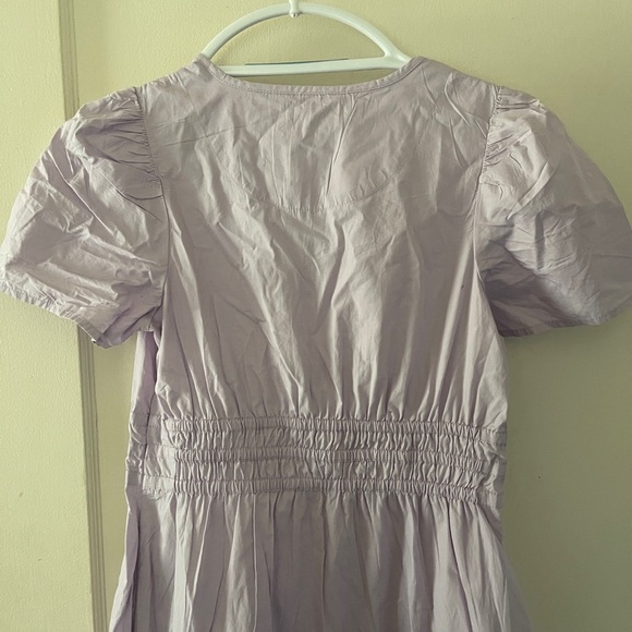 Quince 100% Organic Cotton Poplin Tiered Lilac Dress XS stretch - Picture 12 of 16